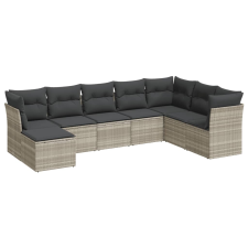 vidaXL 8 részes világosszürke polyrattan kerti ülőgarnitúra párnával (3249891) kerti bútor