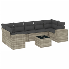 vidaXL 8 részes világosszürke polyrattan kerti ülőgarnitúra párnával (3254679) kerti bútor