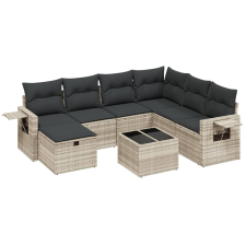 vidaXL 8 részes világosszürke polyrattan kerti ülőgarnitúra párnával (3263848) kerti bútor