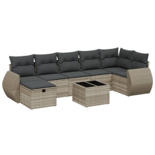 vidaXL 8 részes világosszürke polyrattan kerti ülőgarnitúra párnával (3264138) kerti bútor