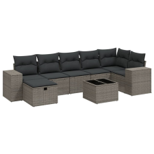 vidaXL 8 részes világosszürke polyrattan kerti ülőgarnitúra párnával (3264448) kerti bútor