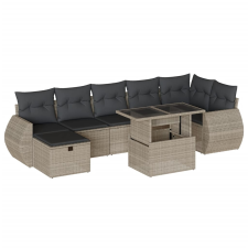 vidaXL 8 részes világosszürke polyrattan kerti ülőgarnitúra párnával (3275152) kerti bútor