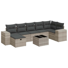 vidaXL 8 részes világosszürke polyrattan kerti ülőgarnitúra párnával (3325718) kerti bútor