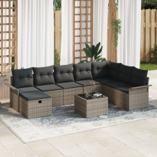 vidaXL 9 Darabos Kerti Kanapé Szett Párnákkal Szürke Poly Rattan kerti bútor