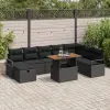 vidaXL 9 darabos kerti kanapékészlet párnákkal Fekete Poli Rattan, vidaXL 2 személyes kerti kanapé párnákkal Fekete Poli Rattan