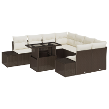 vidaXL 9 Darabos Kerti Sofa Szett Barna Rattan Tárolóval Négyzetes (3357891) kerti bútor