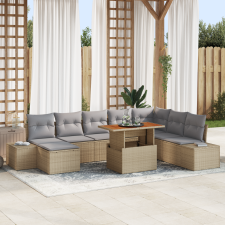 vidaXL 9 darabos Kerti Sofa Szett Párnákkal Bézs Poli Rattan kerti bútor