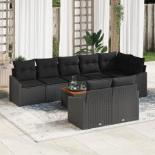 vidaXL 9 Darabos Kerti Sofa Szett Párnákkal Fekete Poli Rattan Akáciából kerti bútor