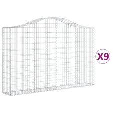 vidaXL 9 db íves horganyzott vas gabion kosár 200x30x120/140 cm (3145458) kerti tárolás