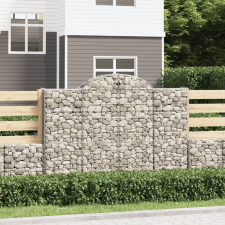 vidaXL 9 db íves horganyzott vas gabion kosár 200x30x140/160 cm kerti dekoráció
