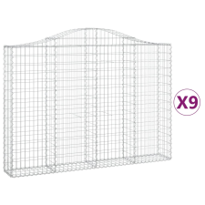 vidaXL 9 db íves horganyzott vas gabion kosár 200x30x140/160 cm (3145479) kerti tárolás