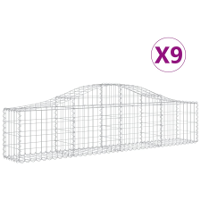 vidaXL 9 db íves horganyzott vas gabion kosár 200x30x40/60 cm (3145374) kerti tárolás
