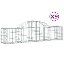 vidaXL 9 db íves horganyzott vas gabion kosár 200x30x40/60 cm (3146054) kerti tárolás