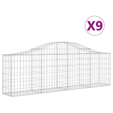 vidaXL 9 db íves horganyzott vas gabion kosár 200x30x60/80 cm (3145395) kerti tárolás