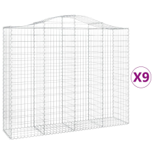 vidaXL 9 db íves horganyzott vas gabion kosár 200x50x160/180 cm (3145710) kerti tárolás