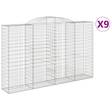 vidaXL 9 db íves horganyzott vas gabion kosár 300x50x180/200 cm (3146780) kerti tárolás