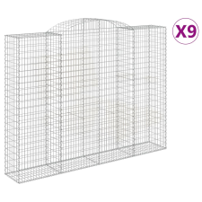 vidaXL 9 db íves horganyzott vas gabion kosár 300x50x220/240 cm (3146816) kerti tárolás
