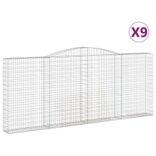 vidaXL 9 db íves horganyzott vas gabion kosár 400x30x160/180 cm (3146912) kerti tárolás
