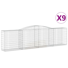 vidaXL 9 db íves horganyzott vas gabion kosár 400x50x100/120 cm (3147003) kerti tárolás