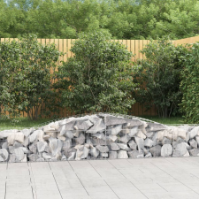 vidaXL 9 db íves horganyzott vas gabion kosár 400x50x40/60 cm kerti dekoráció