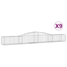 vidaXL 9 db íves horganyzott vas gabion kosár 400x50x40/60 cm (3146964) kerti tárolás