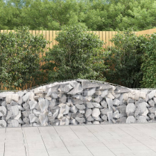 vidaXL 9 db íves horganyzott vas gabion kosár 400x50x60/80 cm kerti dekoráció