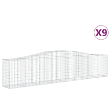 vidaXL 9 db íves horganyzott vas gabion kosár 400x50x80/100 cm (3145950) kerti tárolás