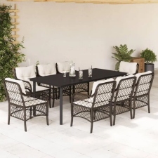 vidaXL 9-részes barna polyrattan kerti étkezőgarnitúra párnákkal kerti bútor