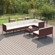 vidaXL 9 részes barna polyrattan kerti ülőgarnitúra párnákkal kerti bútor