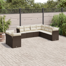 vidaXL 9-részes barna polyrattan kerti ülőgarnitúra párnákkal kerti bútor