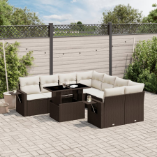 vidaXL 9 részes barna polyrattan kerti ülőgarnitúra párnákkal kerti bútor