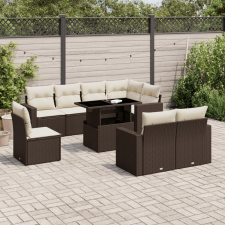 vidaXL 9 részes barna polyrattan kerti ülőgarnitúra párnákkal kerti bútor