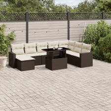 vidaXL 9 részes barna polyrattan kerti ülőgarnitúra párnákkal kerti bútor
