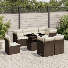 vidaXL 9 részes barna polyrattan kerti ülőgarnitúra párnákkal kerti bútor