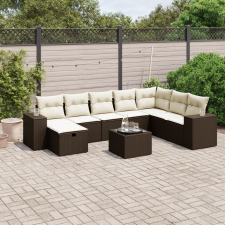 vidaXL 9 részes barna polyrattan kerti ülőgarnitúra párnákkal kerti bútor