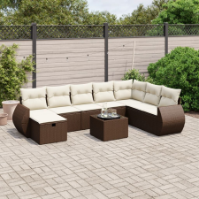 vidaXL 9 részes barna polyrattan kerti ülőgarnitúra párnákkal kerti bútor