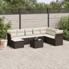 vidaXL 9 részes barna polyrattan kerti ülőgarnitúra párnákkal kerti bútor