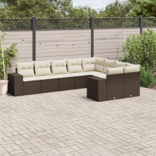 vidaXL 9 részes barna polyrattan kerti ülőgarnitúra párnákkal kerti bútor