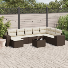 vidaXL 9 részes barna polyrattan kerti ülőgarnitúra párnákkal kerti bútor