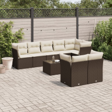 vidaXL 9 részes barna polyrattan kerti ülőgarnitúra párnákkal kerti bútor
