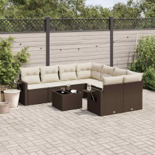 vidaXL 9 részes barna polyrattan kerti ülőgarnitúra párnákkal kerti bútor