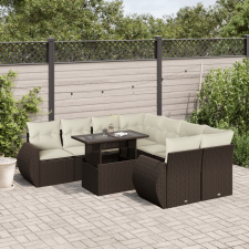vidaXL 9 részes barna polyrattan kerti ülőgarnitúra párnákkal kerti bútor