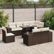 vidaXL 9 részes barna polyrattan kerti ülőgarnitúra párnákkal kerti bútor