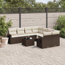 vidaXL 9 részes barna polyrattan kerti ülőgarnitúra párnákkal kerti bútor
