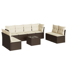 vidaXL 9 részes barna polyrattan kerti ülőgarnitúra párnákkal (3217463) kerti bútor