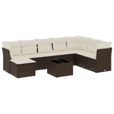 vidaXL 9 részes barna polyrattan kerti ülőgarnitúra párnákkal (3218063) kerti bútor