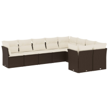vidaXL 9-részes barna polyrattan kerti ülőgarnitúra párnákkal (3218173) kerti bútor