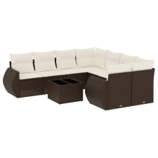 vidaXL 9 részes barna polyrattan kerti ülőgarnitúra párnákkal (3221162) kerti bútor