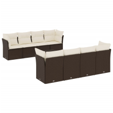 vidaXL 9 részes barna polyrattan kerti ülőgarnitúra párnákkal (3249152) kerti bútor