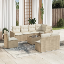 vidaXL 9-részes bézs polyrattan kerti ülőgarnitúra párnákkal kerti bútor